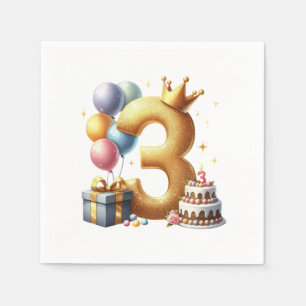 Golden 3rd Birthday Napkin