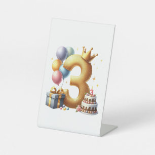 Golden 3rd Birthday Pedestal Sign