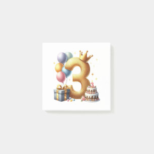 Golden 3rd Birthday Post-it Notes