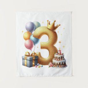 Golden 3rd Birthday Tapestry