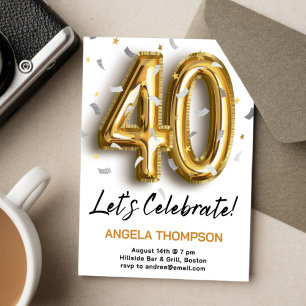Golden 40 Years Birthday Invitation
