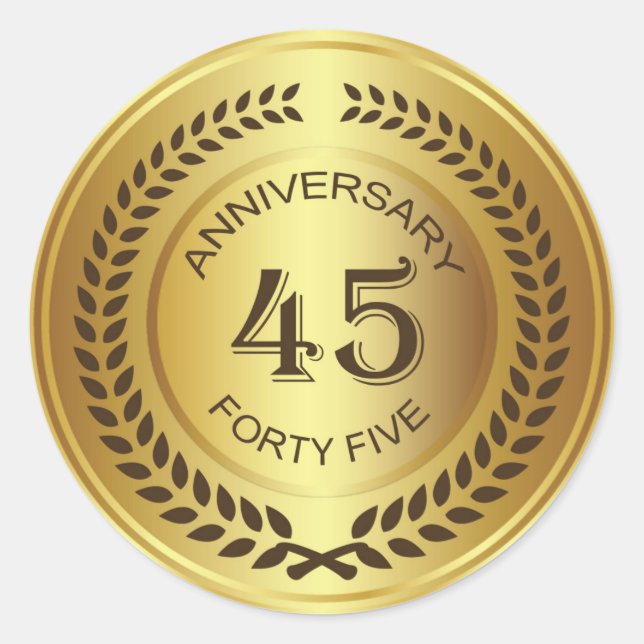 Golden 45th Anniversary with laurel wreath Sticker (Front)