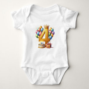 Golden 4th Birthday Baby Bodysuit