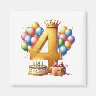 Golden 4th Birthday Magnet