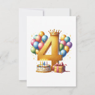 Golden 4th Birthday RSVP Card
