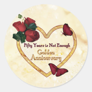 Golden 50 Anniversary Classic Round Sticker