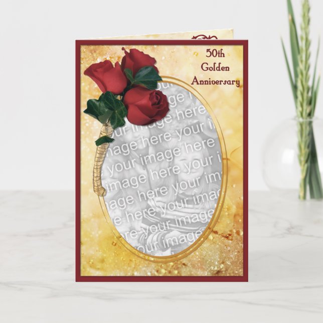 Golden 50th Anniversary Card (Front)