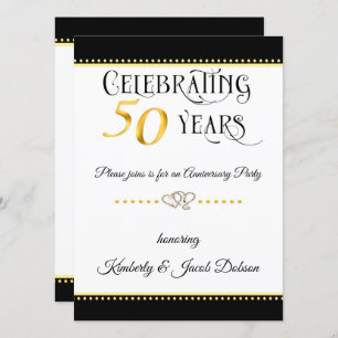 Golden 50th Anniversary Celebration Invitation