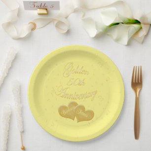 Golden 50th Anniversary Customised Paper Plate