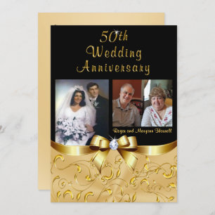 Golden 50th Anniversary Invitations for Maryann
