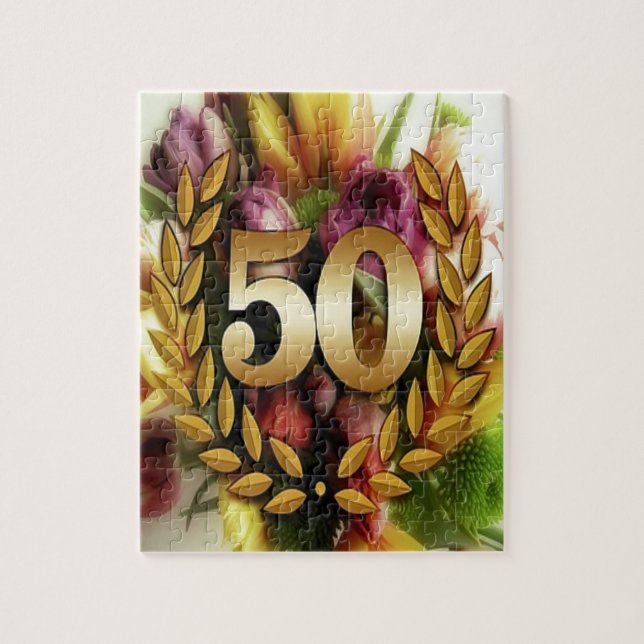 Golden 50TH Anniversary Jigsaw Puzzle (Vertical)