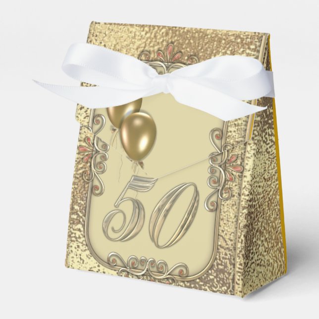 Golden 50th Anniversary Party Goodie Favour Box (Front Side)