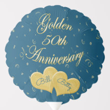 Golden 50th Anniversary Personalised Balloons