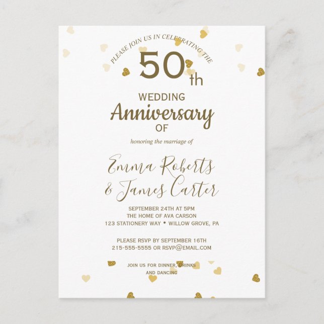 Golden 50th Anniversary Postcard  (Front)