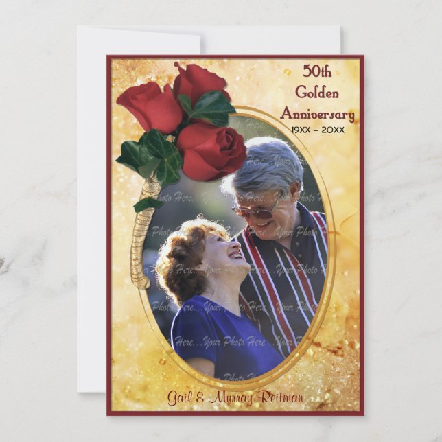 Golden 50th Anniversary Save The Date (Front)