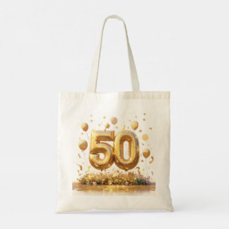 Golden 50th Celebration Tote Bag