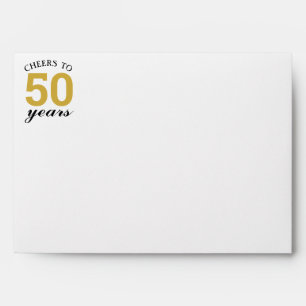 Golden 50th Wedding Anniversary Cheers to 50 Years Envelope