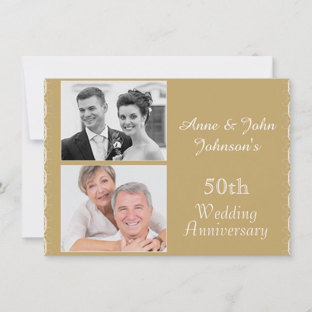 Golden 50th Wedding Anniversary Invitation (Front)