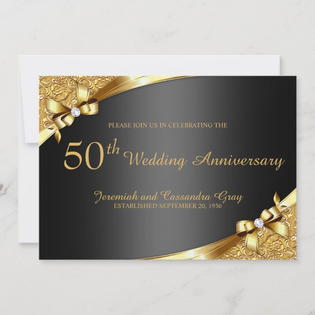 Golden 50th Wedding Anniversary Invitation (Front)