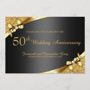 Golden 50th Wedding Anniversary Invitation