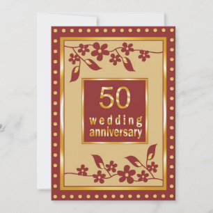 Golden 50th Wedding Anniversary Invitation