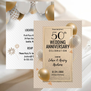 Golden 50th Wedding Anniversary Invitation