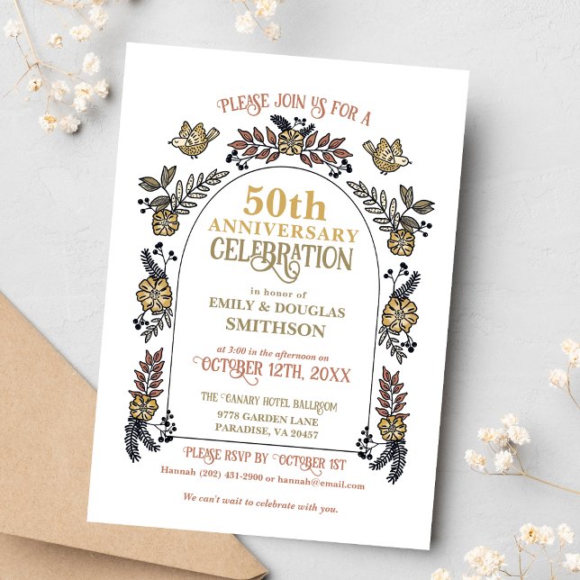 Golden 50th Wedding Anniversary Invitation (Creator Uploaded)