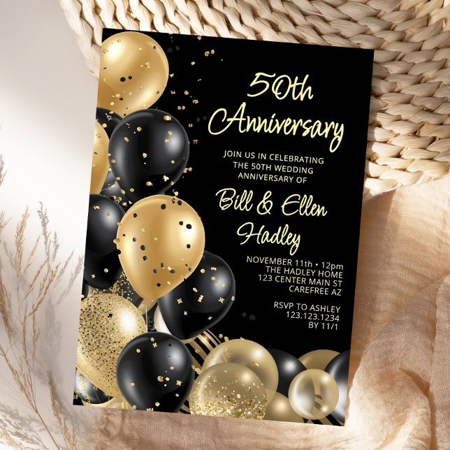 Golden 50th Wedding Anniversary Invitation (Creator Uploaded)