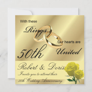 Golden 50th Wedding Anniversary Invitation Gold