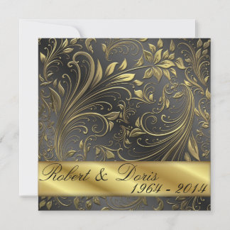 Golden 50th Wedding Anniversary Invitation Gold
