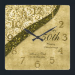 Golden 50th Wedding Anniversary Keepsake Square Wall Clock<br><div class="desc">Gold 50th wedding anniversary with clock numbers. Customise with any wedding anniversary number,  who it is for,  and the wedding date.</div>