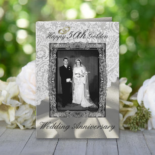 Golden 50th Wedding Anniversary Modern Card