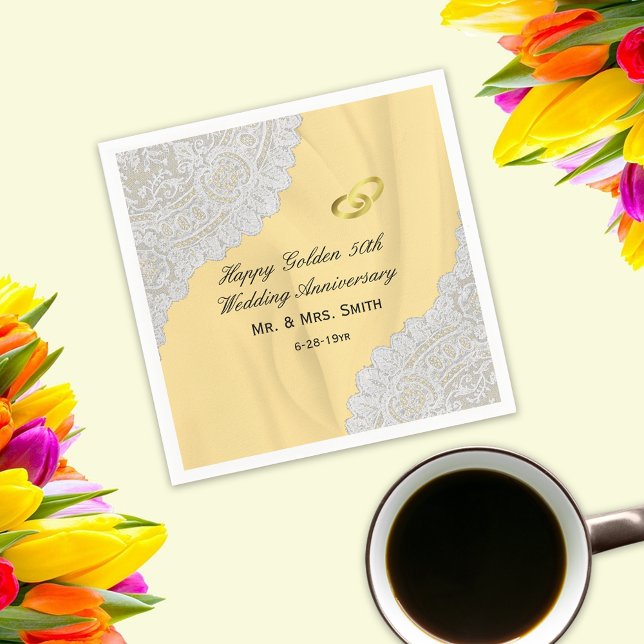 Golden 50th Wedding Anniversary Napkin (Creator Uploaded)