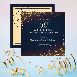 Golden 50th Wedding Anniversary Party Invitation