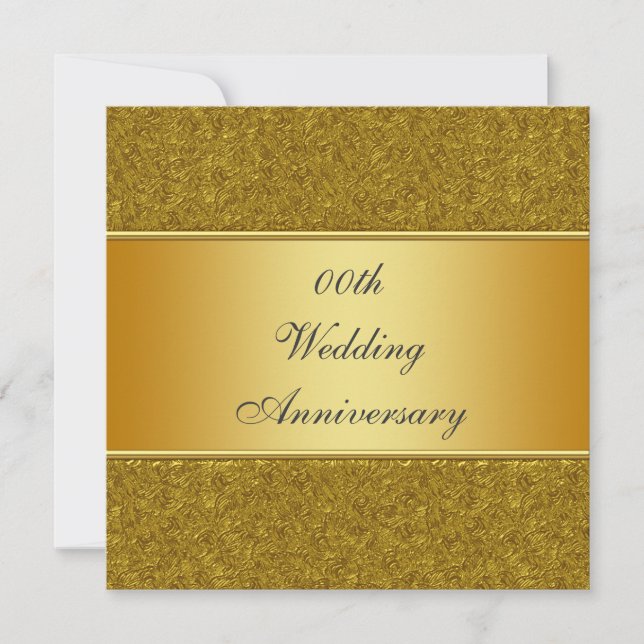 Golden 50th Wedding Anniversary Party Invitation (Front)