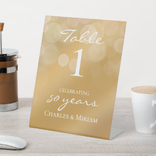 Golden 50th Wedding Anniversary Party Table Sign