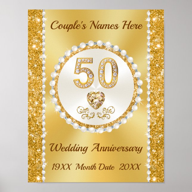 Golden, 50th Wedding Anniversary Poster (Front)