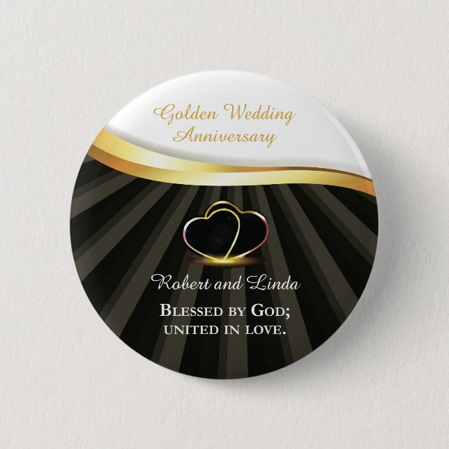 Golden 50th Wedding Religious Anniversary  6 Cm Round Badge (Front)