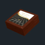 Golden 50th Wedding Religious Anniversary  Gift Box<br><div class="desc">This congratulations gift item is the perfect way to commemorate a couple's 50th wedding anniversary with a religious touch. The design features two heart rings intertwined with a gold look on a black background, symbolising the couple's enduring love and commitment to each other. together. It evokes a sense of divine...</div>