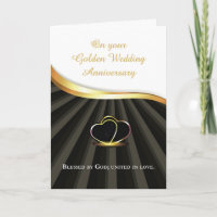 Golden 50th Wedding Religious Anniversary Heart