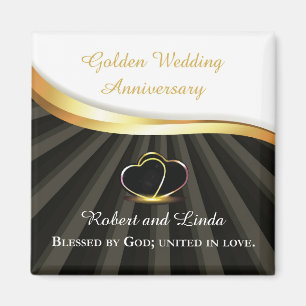 Golden 50th Wedding Religious Anniversary  Magnet