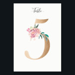 Golden 5 Floral Table Number Card<br><div class="desc">Golden number with soft pastel floral embelishment table number card. Personalise text font style,  size,  and colour.</div>