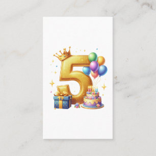 Golden 5th Birthday Business Card