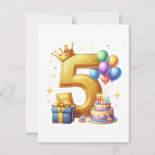 Golden 5th Birthday Card