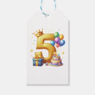 Golden 5th Birthday Gift Tags