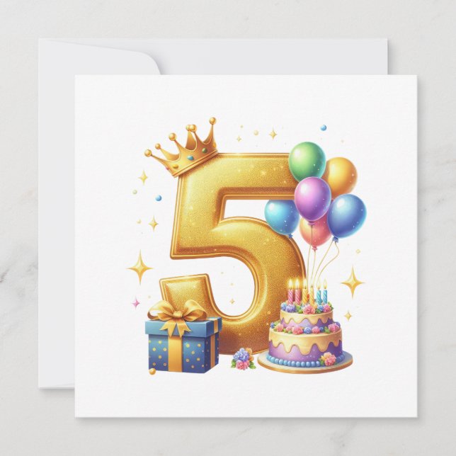Golden 5th Birthday Invitation (Front)