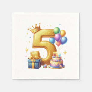 Golden 5th Birthday Napkin