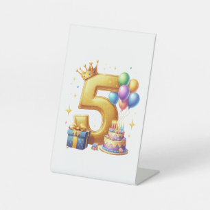 Golden 5th Birthday Pedestal Sign