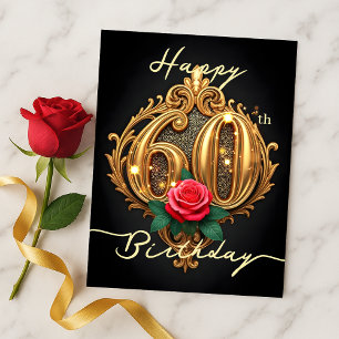 Golden 60th Birthday Rose Elegance Postcard