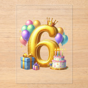 Golden 6th Birthday Acrylic Invitations